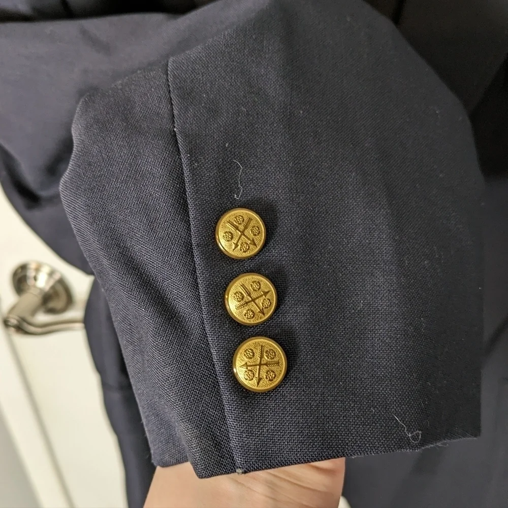 Vintage Alexander Shields Park Avenue Navy Contrast Stitched Wool‎ Blazer 48R